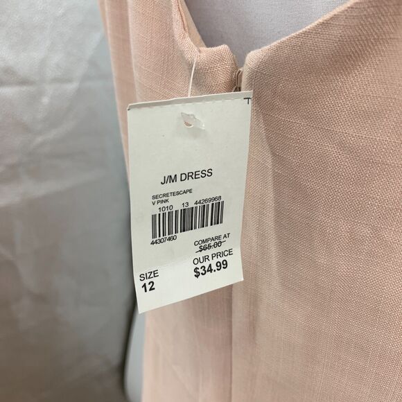 C EST 1946 Dress Womens 12 Pink Big Buttons Pockets Secret Escape Midi Flowy - Picture 7 of 13